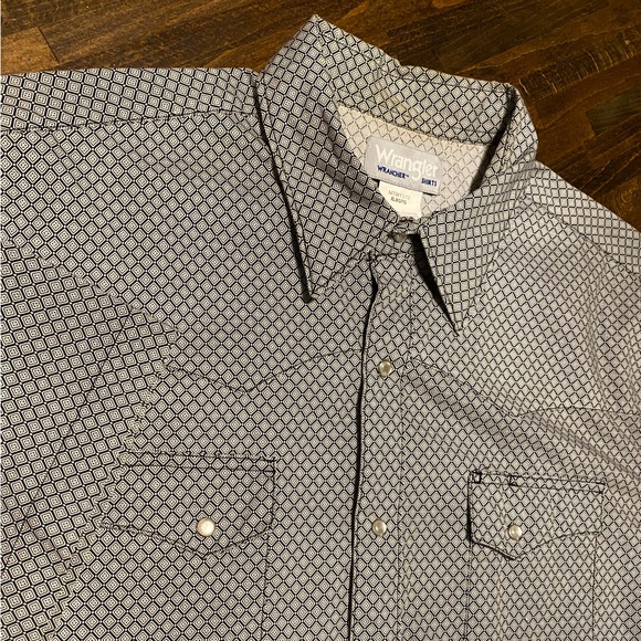 Wrangler Wrancher Shirt Mens XL Geometric AOP Pearl Snap Short Sleeve Western - Picture 1 of 7